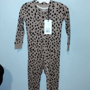Colored Organics Tan and Black Leopard Print Footie